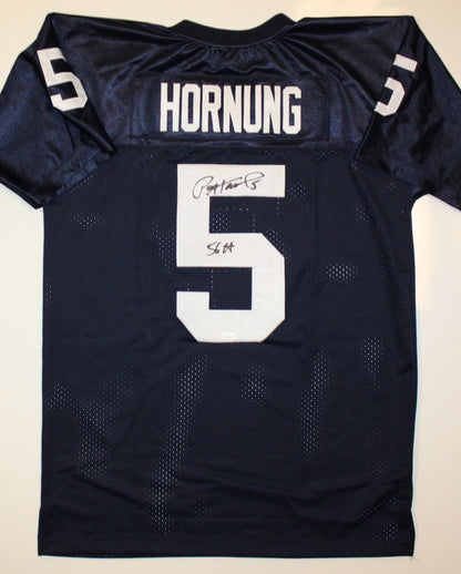 Paul Hornung Signed Navy Blue Custom Jersey - 56 HT Inscription