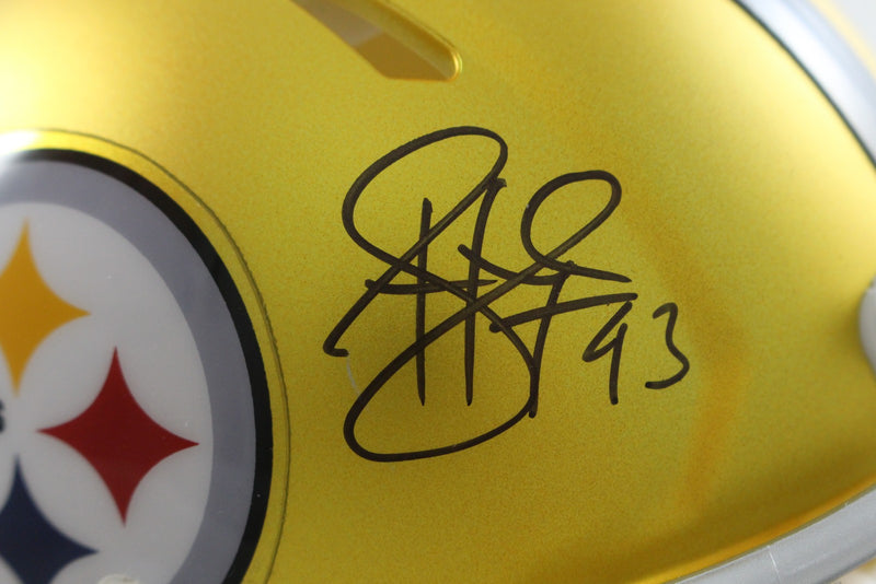 Troy Polamalu Signed Pittsburgh Steelers Blaze Mini Helmet Beckett