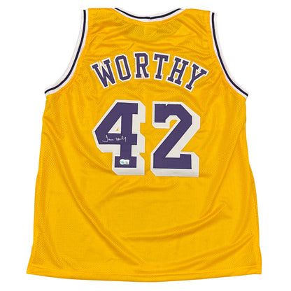 James Worthy Signed Los Angeles Lakers Custom Basketball Jersey