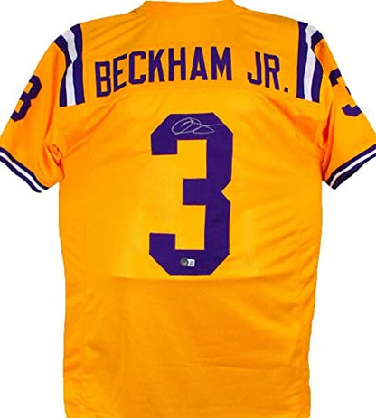 Odell Beckham Signed Yellow Custom College Style Jersey
