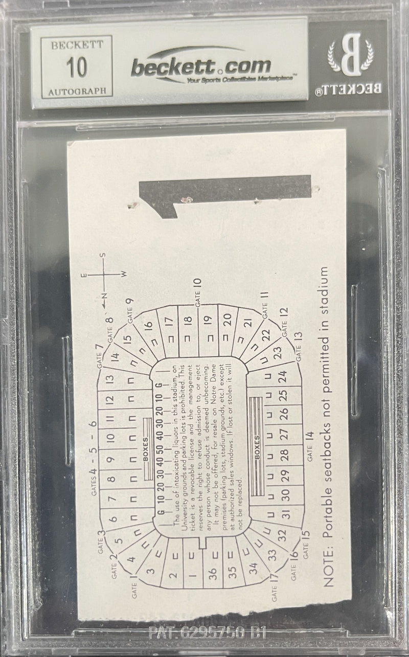 Tony Dorsett Signed Pittsburgh Panthers Ticket Stub 9/11/76 vs ND BAS Slab