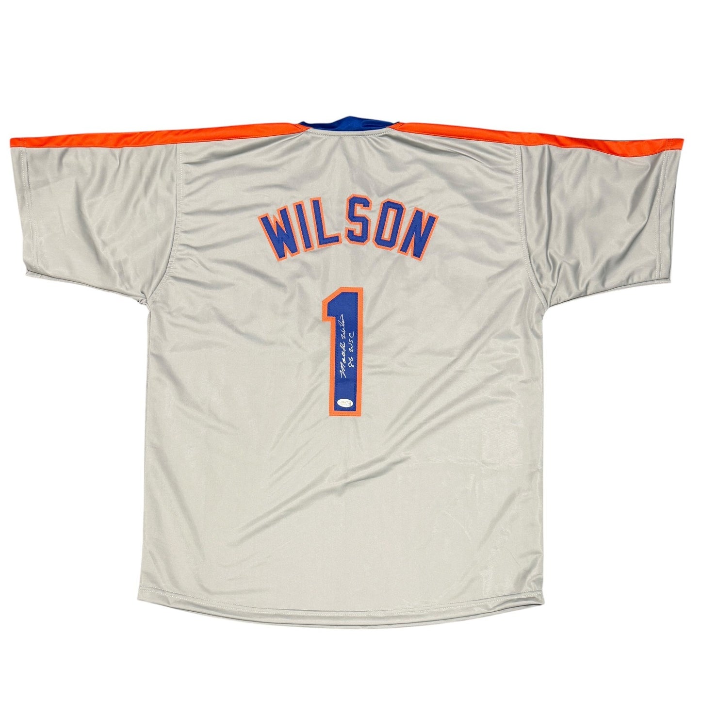 Mookie Wilson Signed New York Mets Grey Custom Jersey 86 WSC JSA