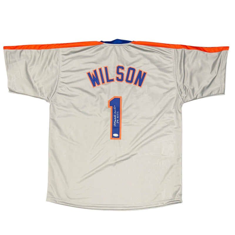 Mookie Wilson Signed New York Mets Grey Custom Jersey 86 WSC JSA