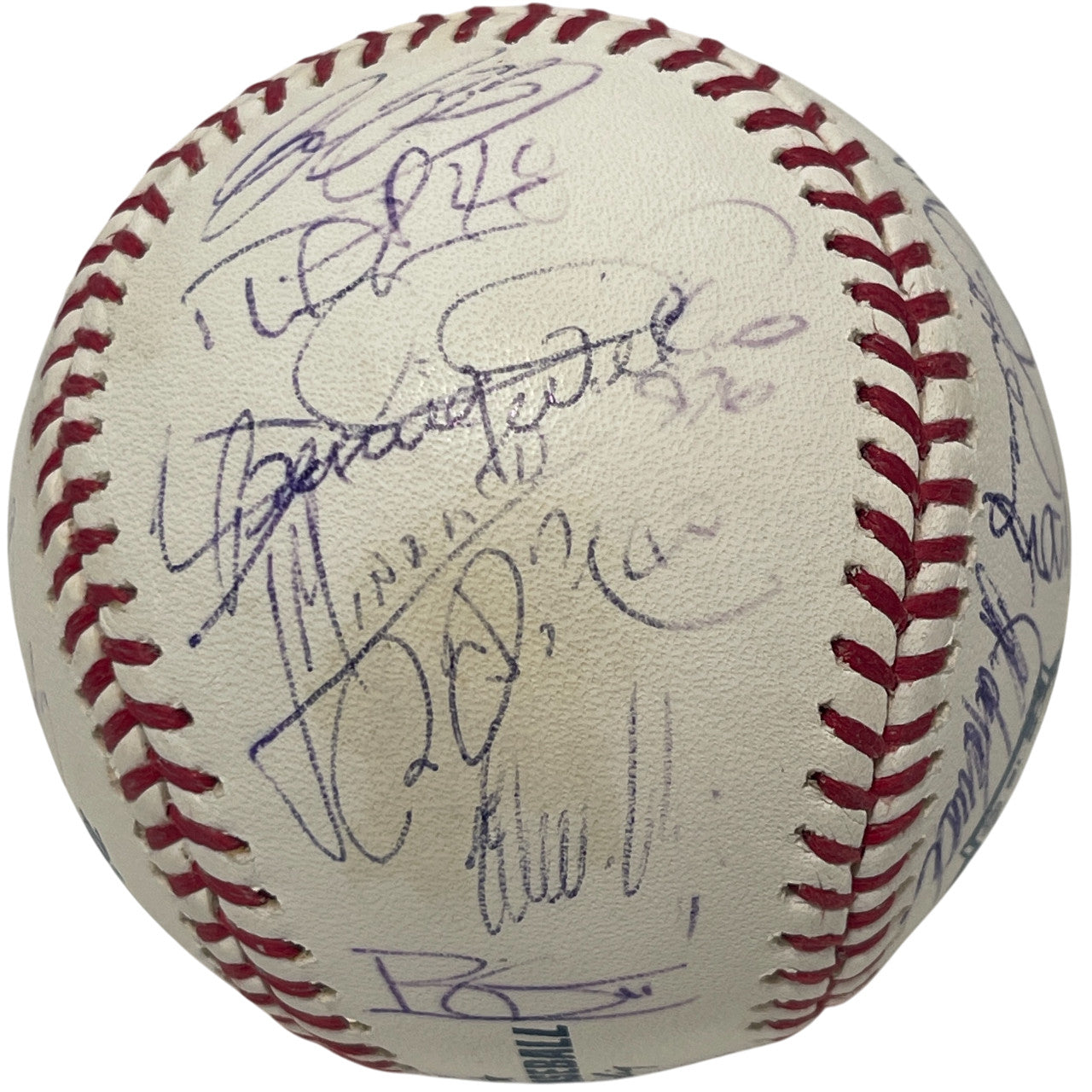2008 New York Yankees Team Signed Final Season Logo Baseball JSA LOA