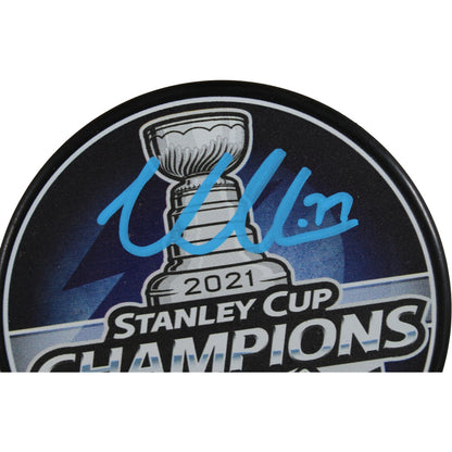 Victor Hedman Signed Tampa Bay Lightning 2021 SC Champs Puck "21 Cup"
