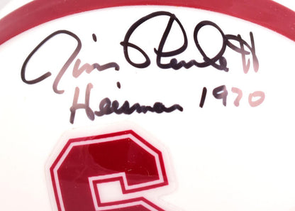 Jim Plunkett Signed Stanford Cardinal Mini Helmet Inscribed Heisman 1970