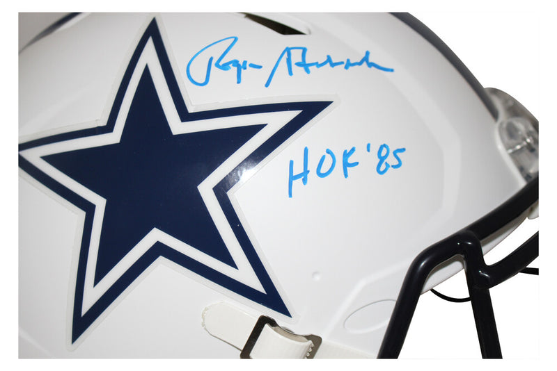 Roger Staubach Signed Dallas Cowboys Flat White Authentic Full Size Helmet