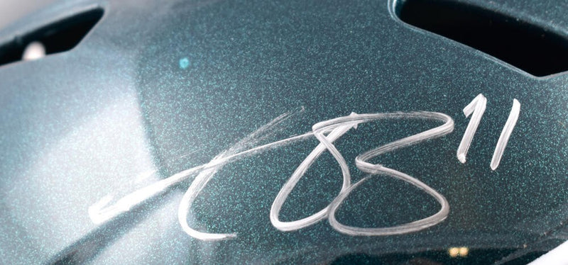 A.J. Brown Autographed Philadelphia Eagles Silver Speed Replica Helmet