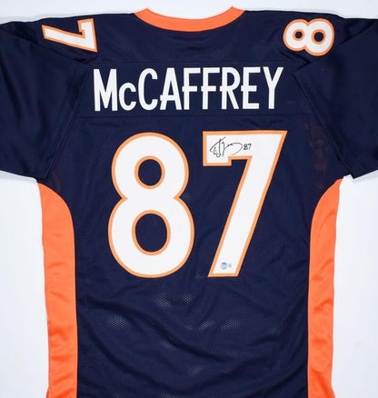 Ed McCaffrey Signed Blue Custom Jersey