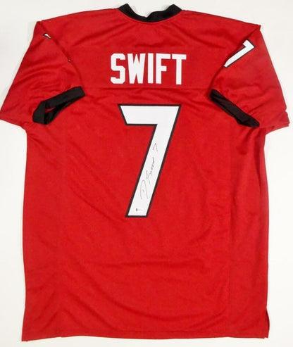 D'Andre Swift Autographed Red Custom College Style Jersey