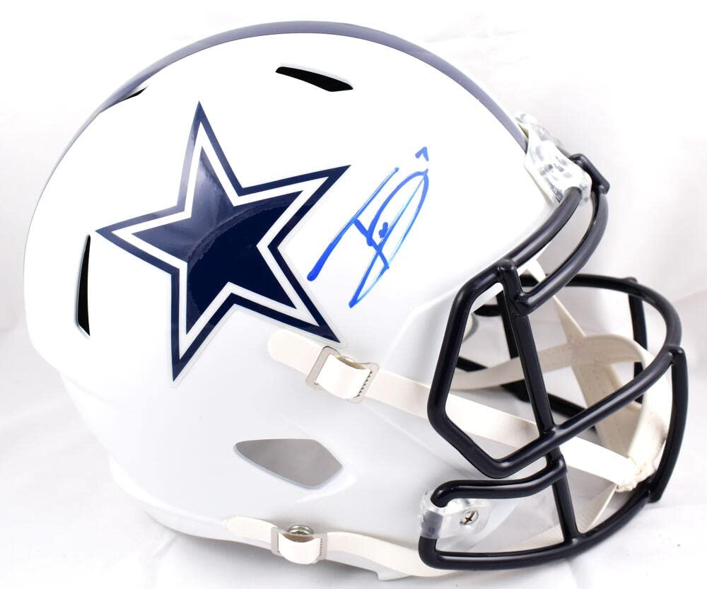 Trevon Diggs Autographed Dallas Cowboys Full Size Flat White Speed Helmet