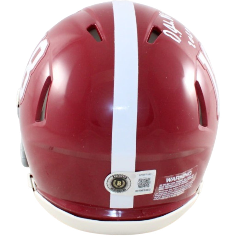 Devonta Smith Signed Alabama Crimson Tide Mini Helmet - Heisman Inscription
