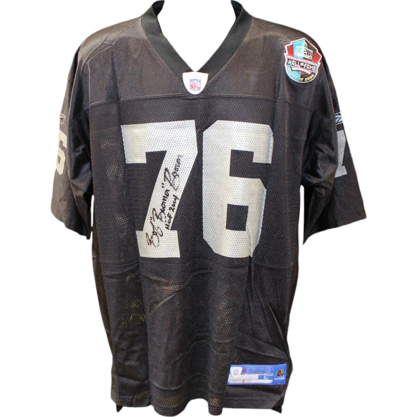 Bob Brown Signed Oakland Raiders Black Reebok Jersey (HOF Inscription)
