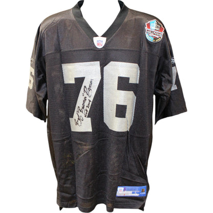 Bob Brown Signed Oakland Raiders Black Reebok Jersey (HOF Inscription)