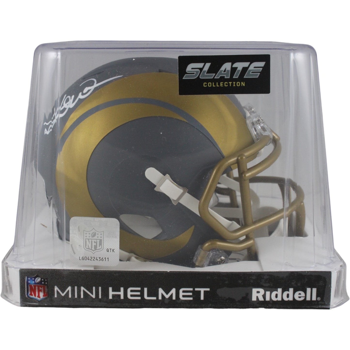 Kurt Warner Autographed Los Angeles Rams Slate Mini Helmet