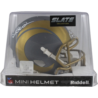 Kurt Warner Autographed Los Angeles Rams Slate Mini Helmet