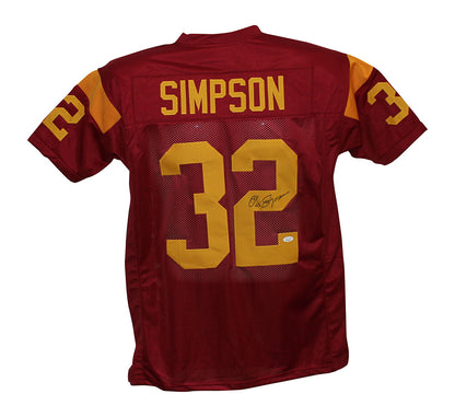 O.J. Simpson Autographed USC Trojans Custom Style Jersey - JSA COA