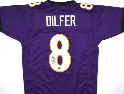 Trent Dilfer Autographed Baltimore Ravens Style Purple Custom Jersey