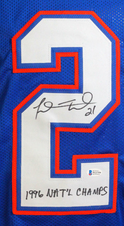 Fred Taylor Signed Florida Gators Style Blue Custom Jersey - 96 Nat'l