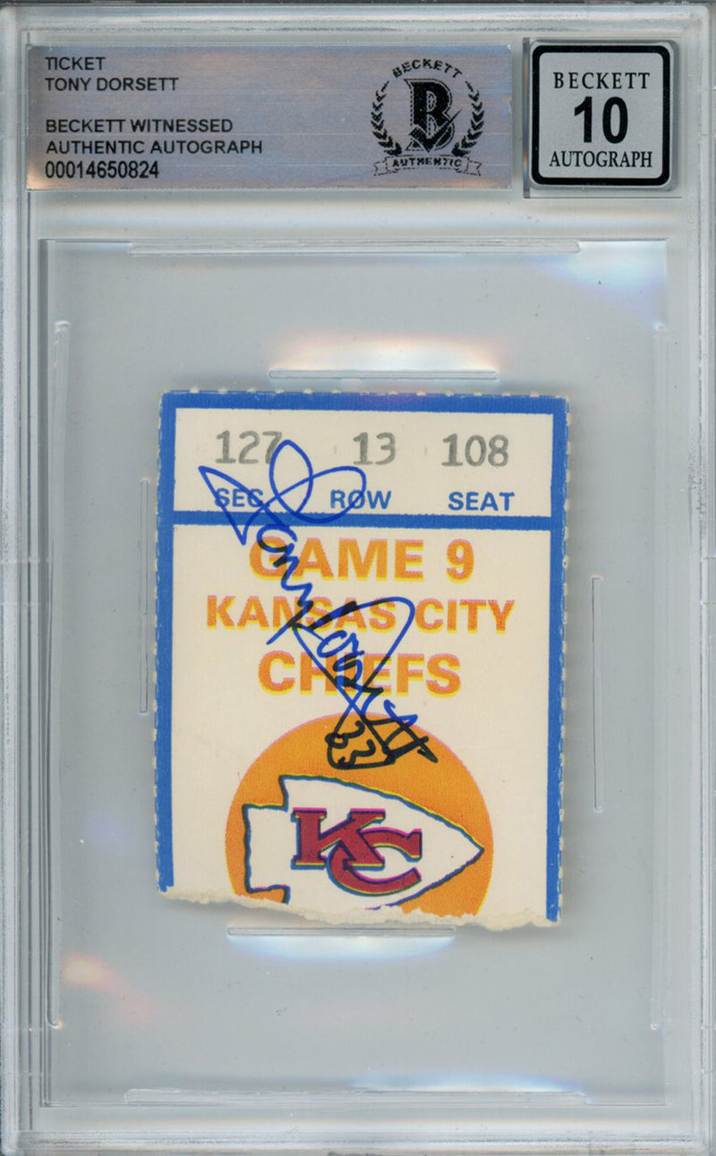 Tony Dorsett Signed 11/20/1983 Cowboys vs. Chiefs Ticket Stub Beckett Slab