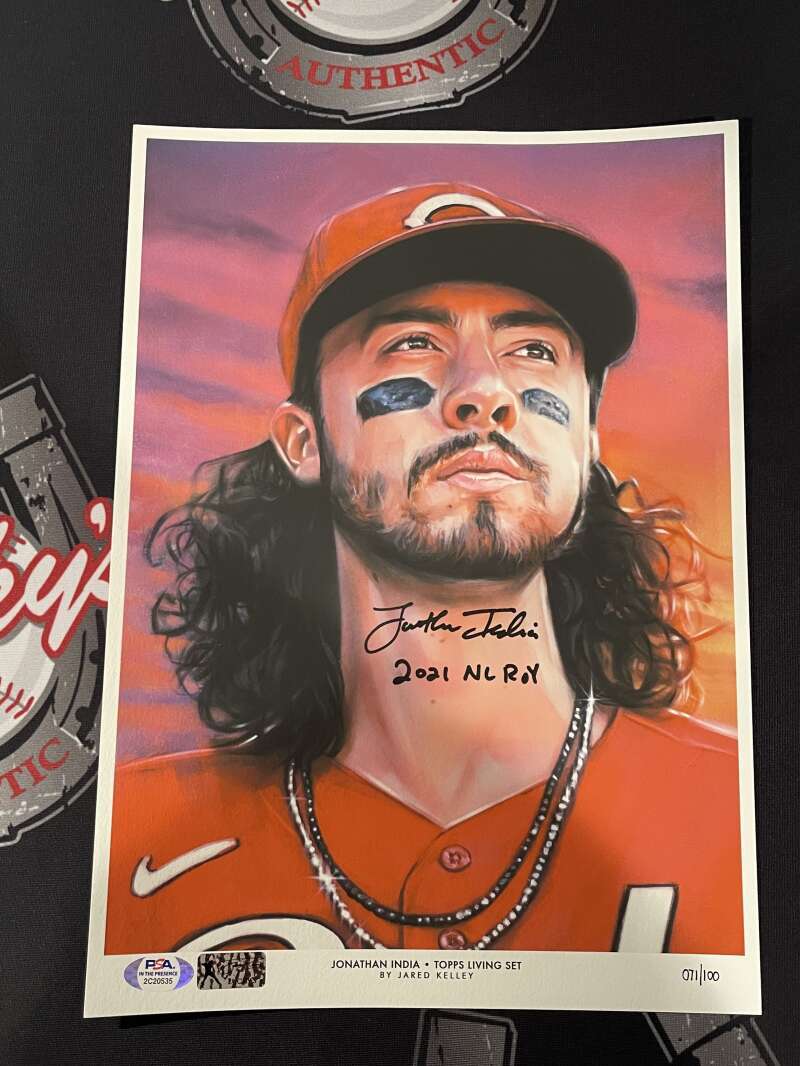 Jonathan India Autographed 10x14 Topps Living Art Print LE /100 PSA