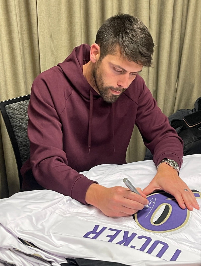 Justin Tucker Signed Baltimore Ravens Custom Football Jersey (Beckett BAS)
