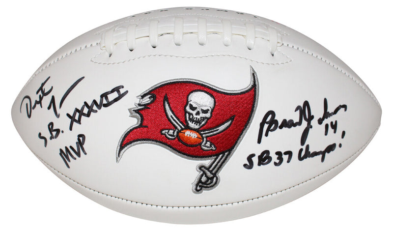 Dexter Jackson & Brad Johnson Signed Tampa Bay Buccaneers Logo Football