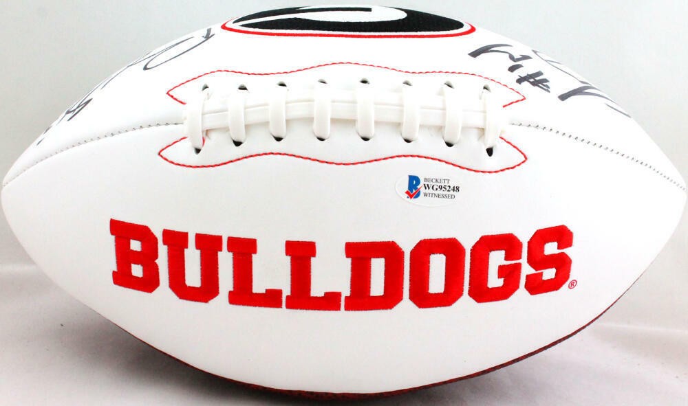 Roquan Smith & Sony Michel Signed Georgia Bulldogs Logo Football