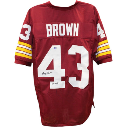 Larry Brown Signed Pro Style Custom Football Jersey (Beckett Witness)