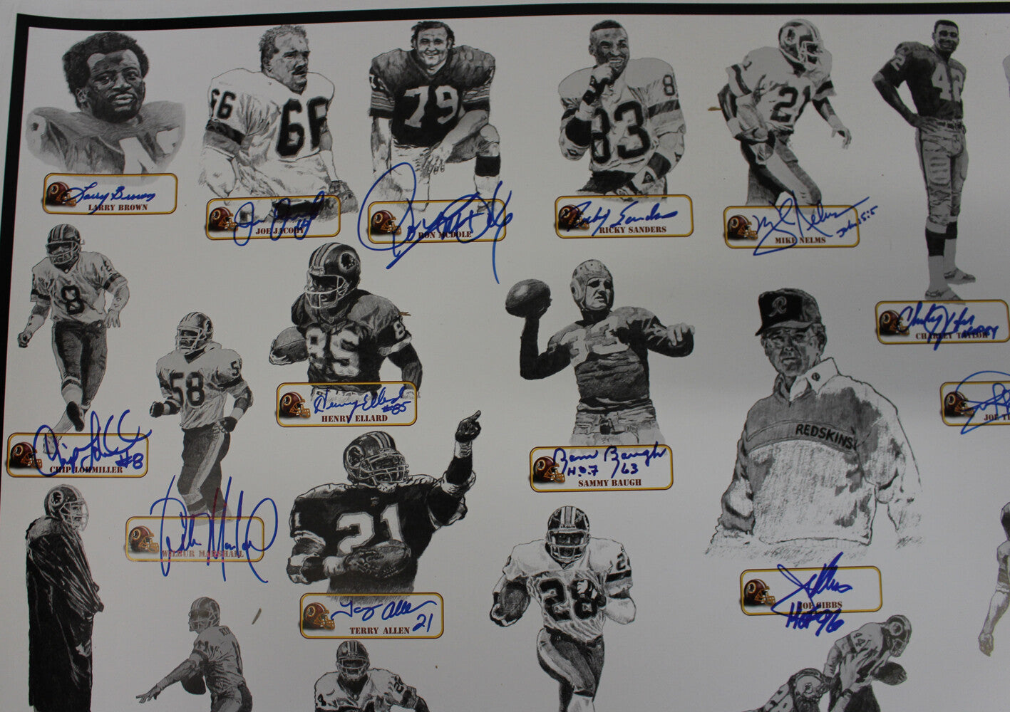 Washington Redskins All-Time Greats Autographed 40x26 Poster (42 Sigs)