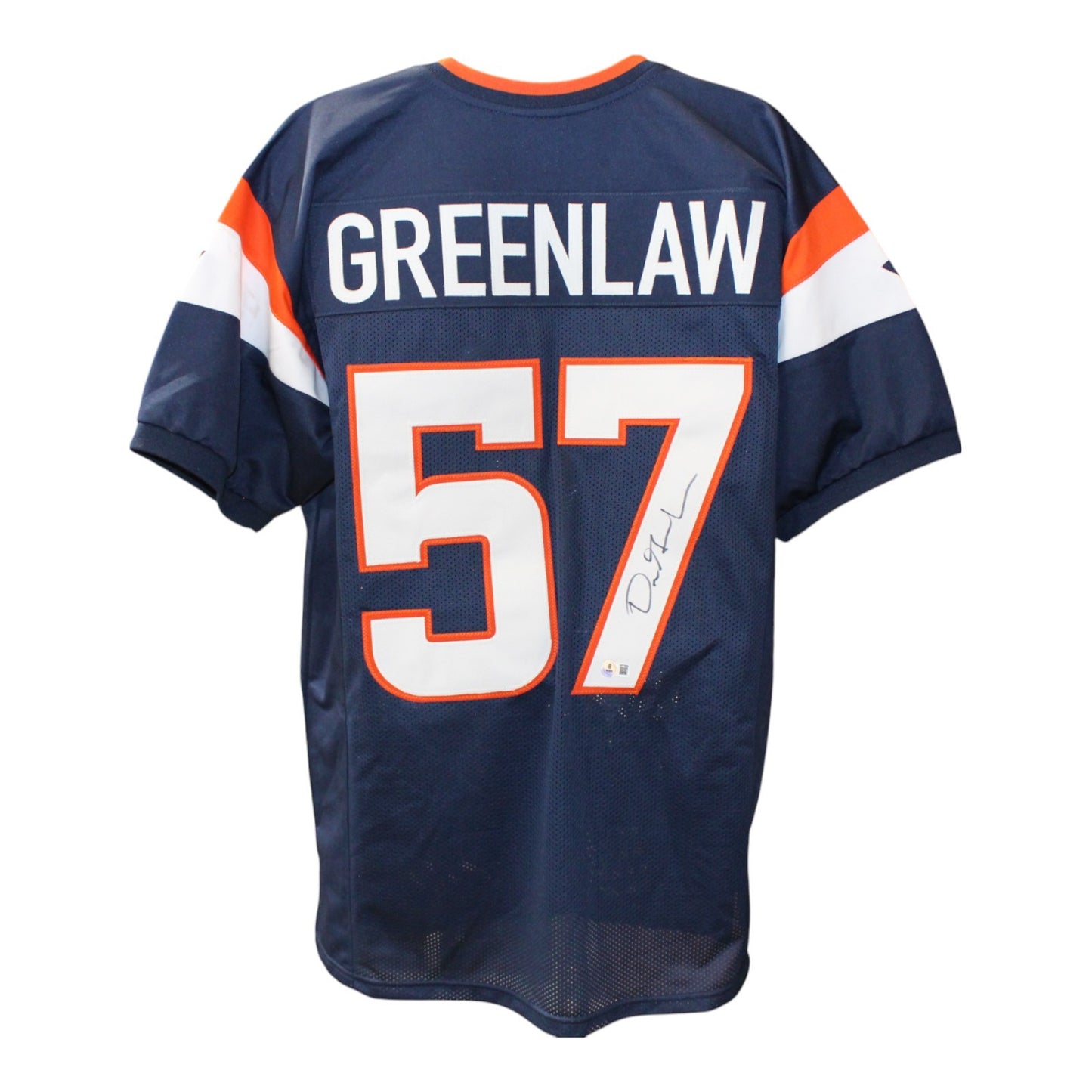 Dre Greenlaw Autographed Custom Blue Pro Style Jersey (Beckett)