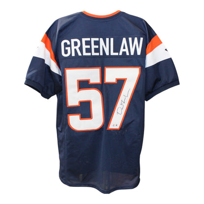 Dre Greenlaw Autographed Custom Blue Pro Style Jersey (Beckett)