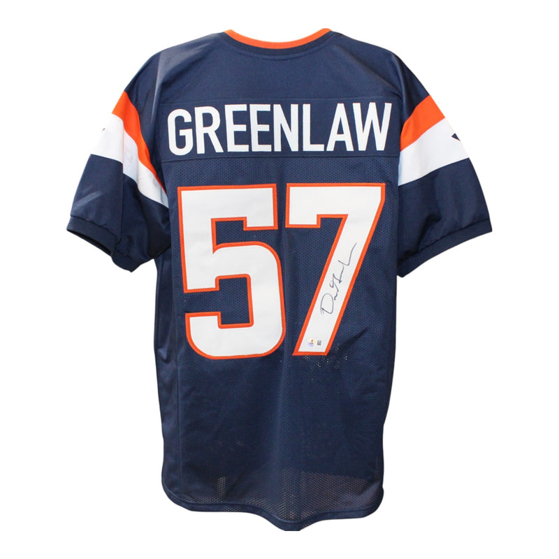 Dre Greenlaw Autographed Custom Blue Pro Style Jersey (Beckett)