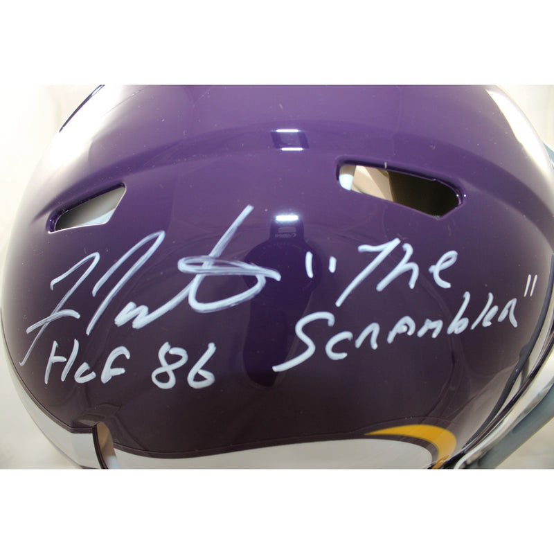 Fran Tarkenton Signed Minnesota Vikings Throwback Full Size Helmet