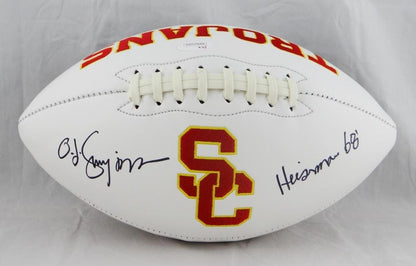 O.J. Simpson Signed USC Trojans Logo Football Heisman '68 Inscribed