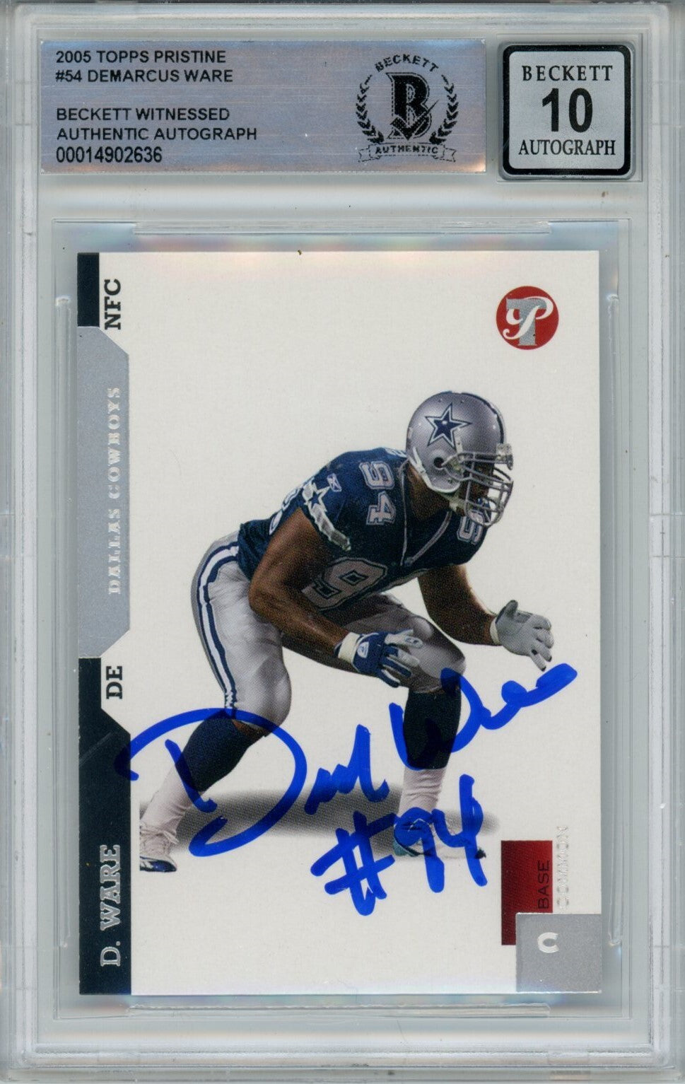 Demarcus Ware Signed Dallas Cowboys 2005 Pristine Trading Card - BAS Slabbed