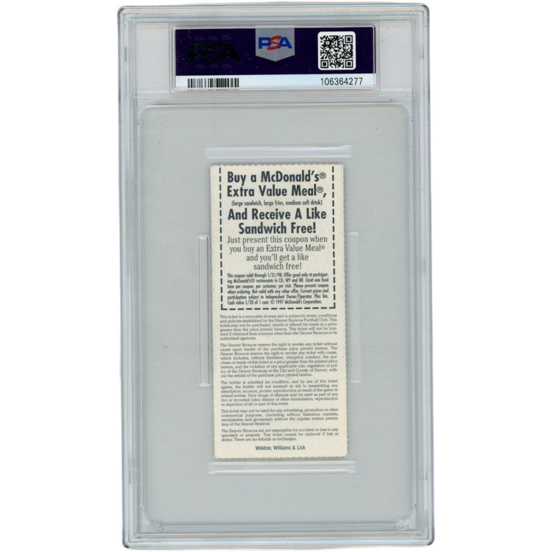 Tony Gonzalez Signed Kansas City Chiefs NFL Debut Ticket Stub PSA 2