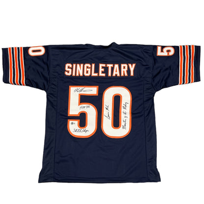 Mike Singletary Signed Chicago Bears Custom Jersey 4 Inscriptions BAS