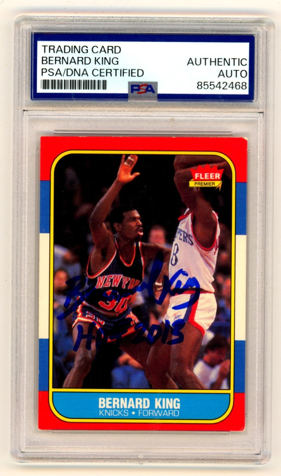 Bernard King Signed 1986-87 Fleer #60 Card (Knicks) HOF 2013 Inscription PSA