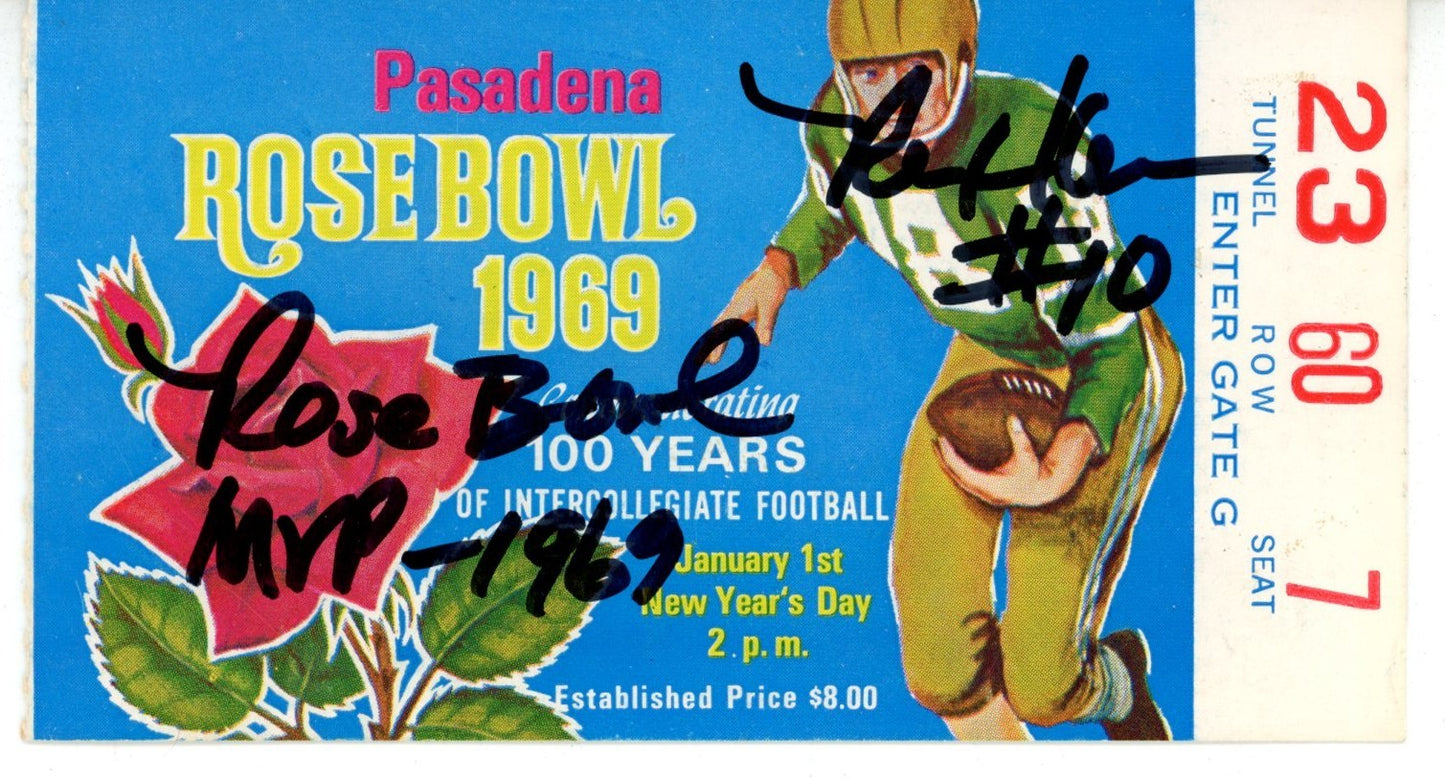 Rex Kern Signed Ohio State Buckeyes 1969 Rose Bowl Ticket Stub PSA