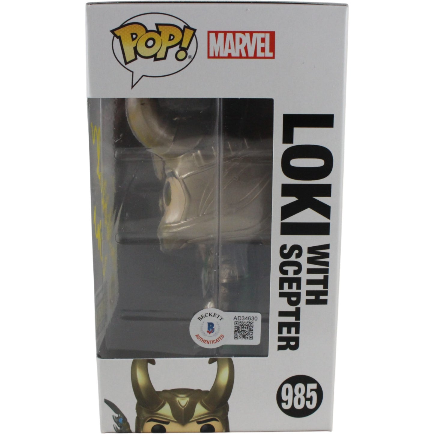 Tom Hiddleston Signed Loki The Avengers Funko Pop! #985 (Glow)