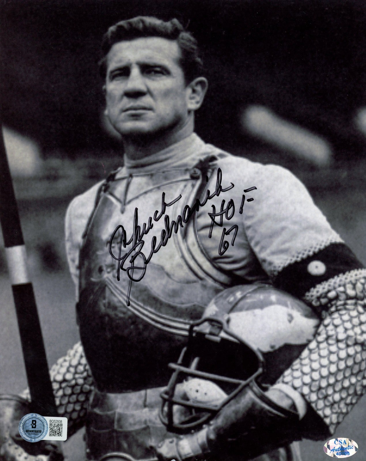 Chuck Bednarik Signed Philadelphia Eagles 8x10 Photo (HOF Inscription)
