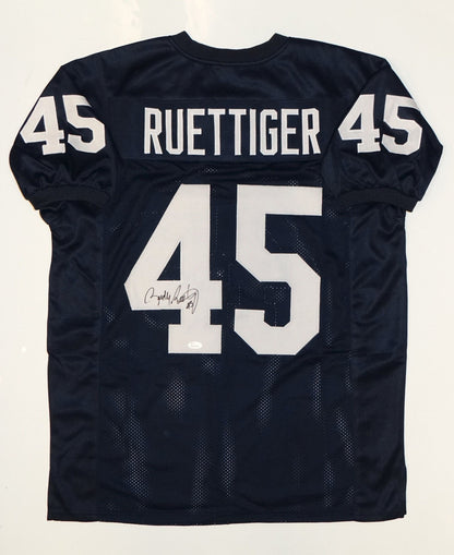 Rudy Ruettiger Signed Navy Blue Custom College Style Jersey