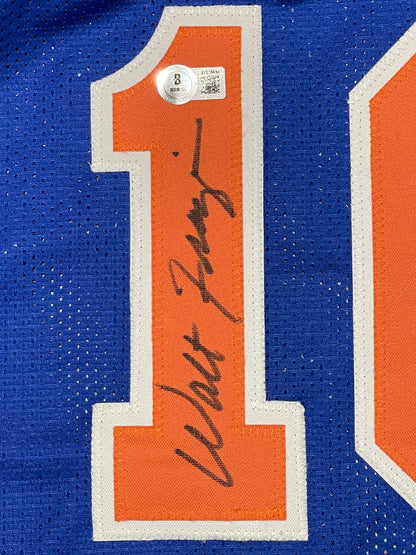 Walt Frazier Signed New York Knicks Custom Basketball Jersey Beckett Witnessed