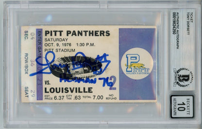 Tony Dorsett Signed Pittsburgh Panthers 1976 Ticket - Heisman Inscription