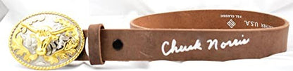 Chuck Norris Signed Belt with Longhorn Buckle