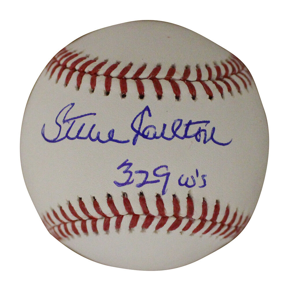 Steve Carlton Signed Philadelphia Phillies Baseball w/ "329 W" Inscription