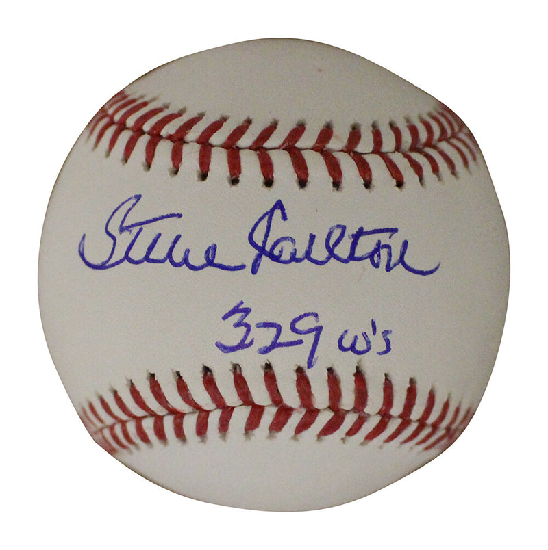 Steve Carlton Signed Philadelphia Phillies Baseball w/ "329 W" Inscription