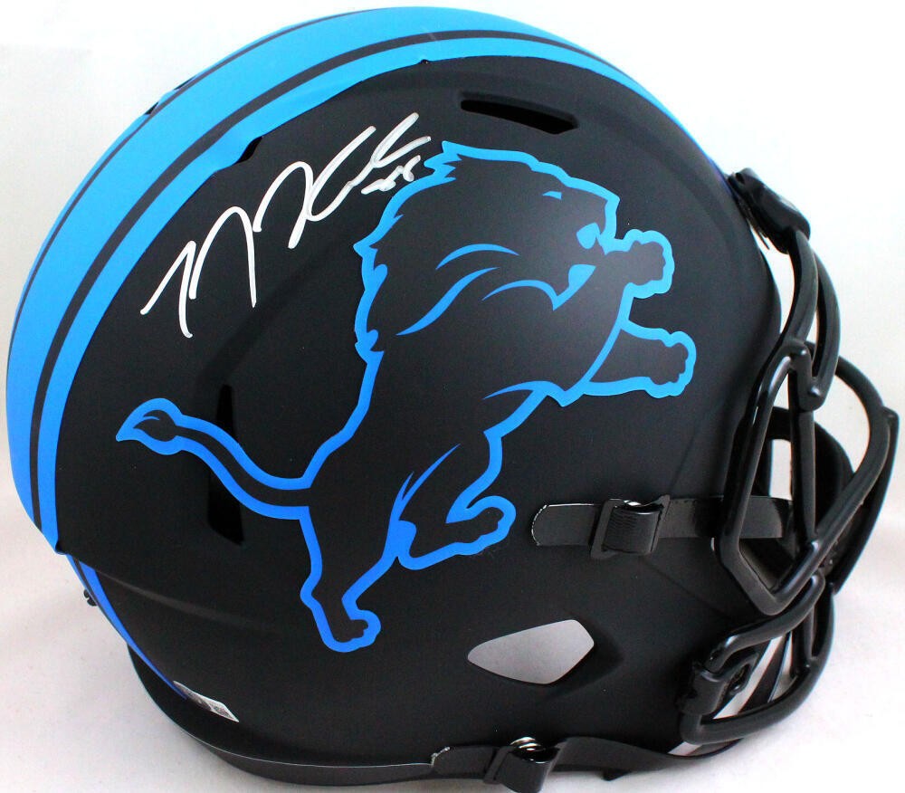 TJ Hockenson Signed Detroit Lions Full Size Eclipse Speed Helmet