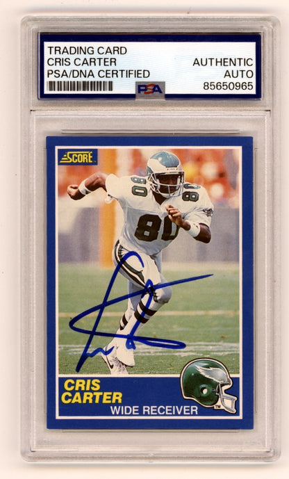 Cris Carter Signed 1989 Score Rookie Card #72 PSA Authentic (Eagles)